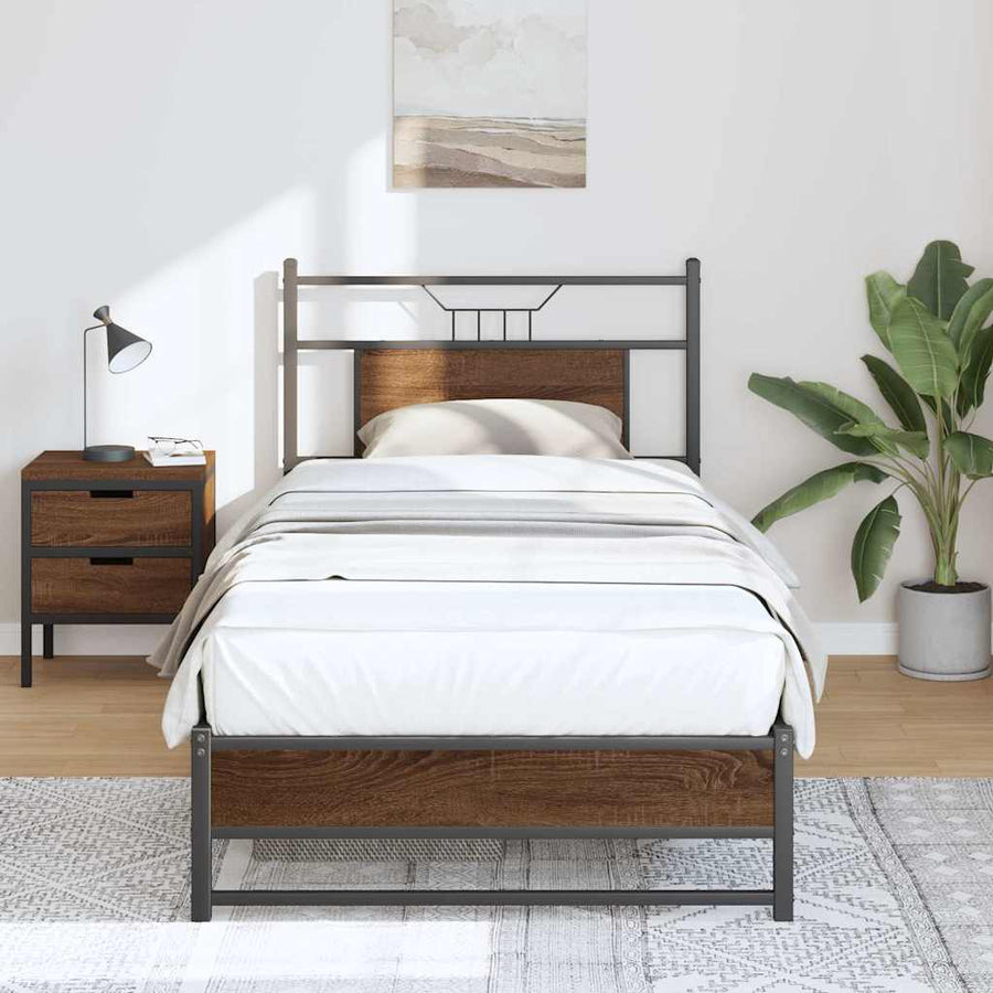 Bedframe Zonder Matras Bewerkt Hout 80 x 200 cm bruin eikenkleur