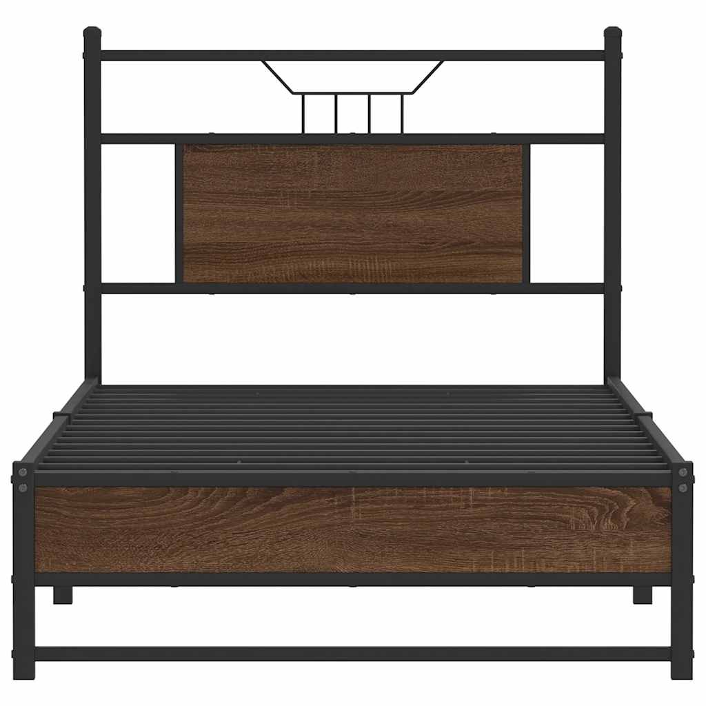 Bedframe Zonder Matras Bewerkt Hout 80 x 200 cm bruin eikenkleur