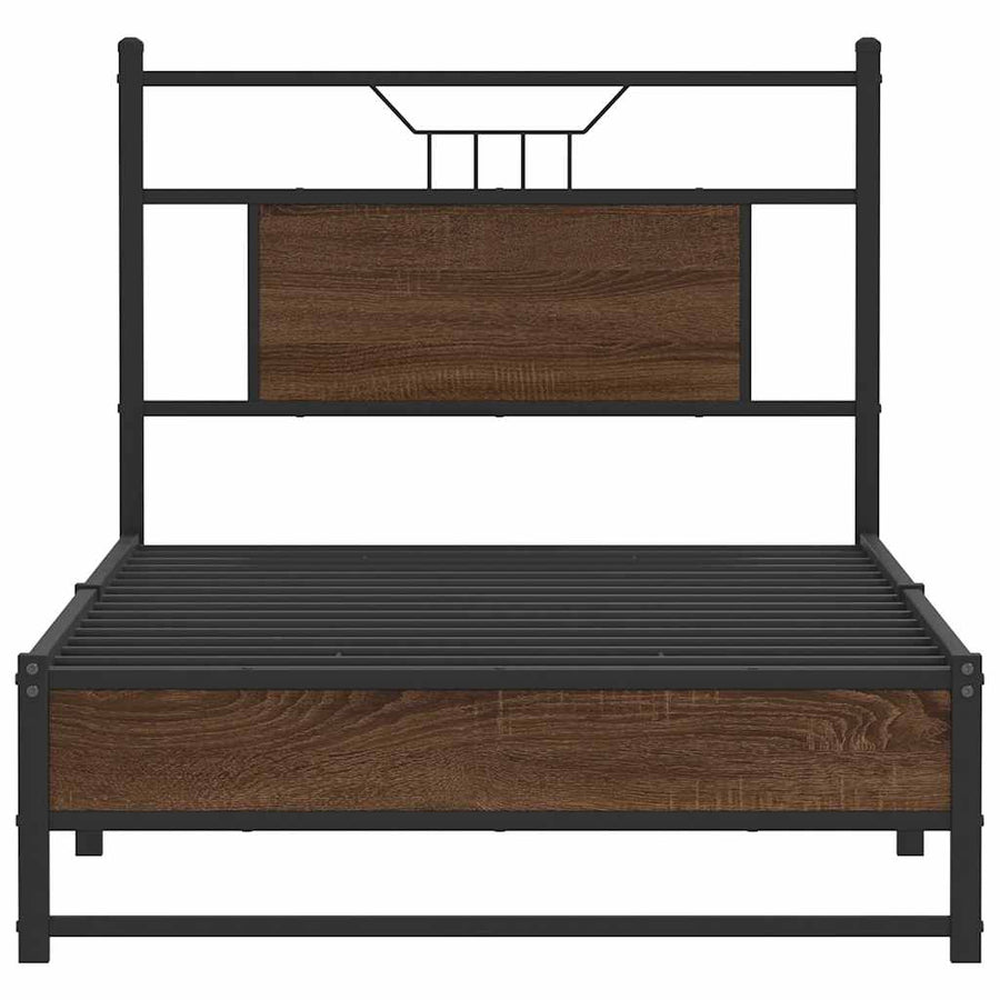 Bedframe Zonder Matras Bewerkt Hout 80 x 200 cm bruin eikenkleur
