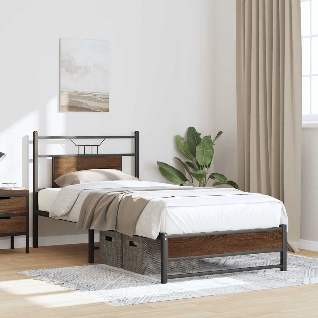 Bedframe Zonder Matras Bewerkt Hout 90 x 190 cm bruin eikenkleur