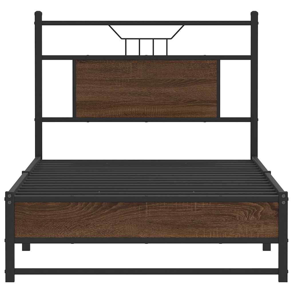 Bedframe Zonder Matras Bewerkt Hout 90 x 200 cm bruin eikenkleur