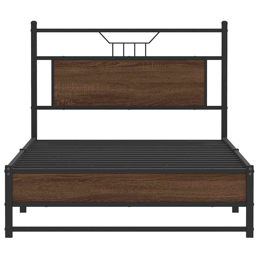 Bedframe Zonder Matras Bewerkt Hout 100 x 190 cm bruin eikenkleur