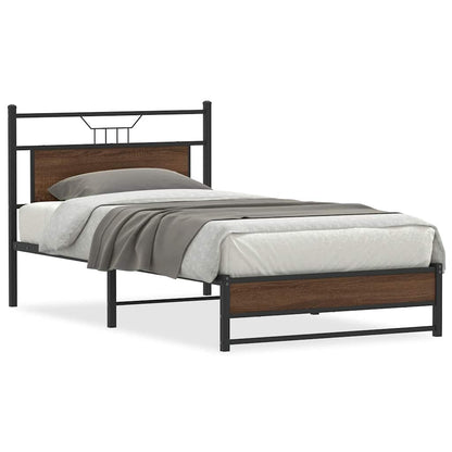 Bedframe Zonder Matras Bewerkt Hout 100 x 200 cm bruin eikenkleur