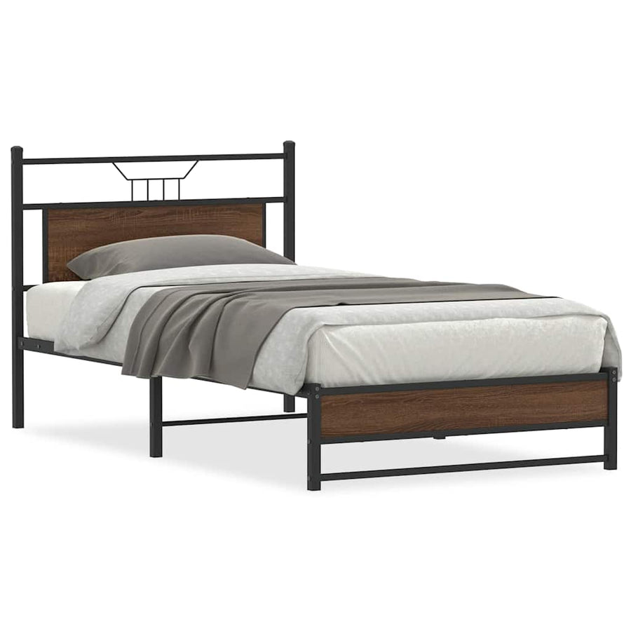 Bedframe Zonder Matras Bewerkt Hout 100 x 200 cm bruin eikenkleur