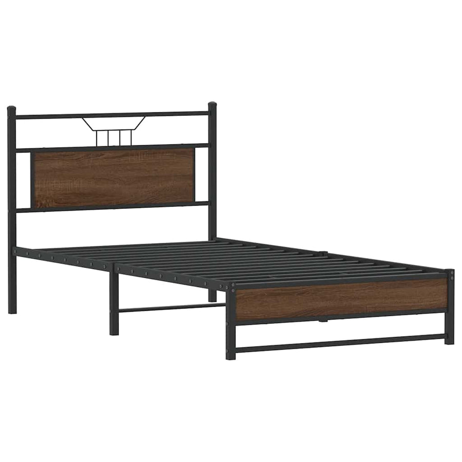 Bedframe Zonder Matras Bewerkt Hout 100 x 200 cm bruin eikenkleur
