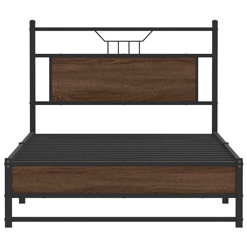 Bedframe Zonder Matras Bewerkt Hout 100 x 200 cm bruin eikenkleur