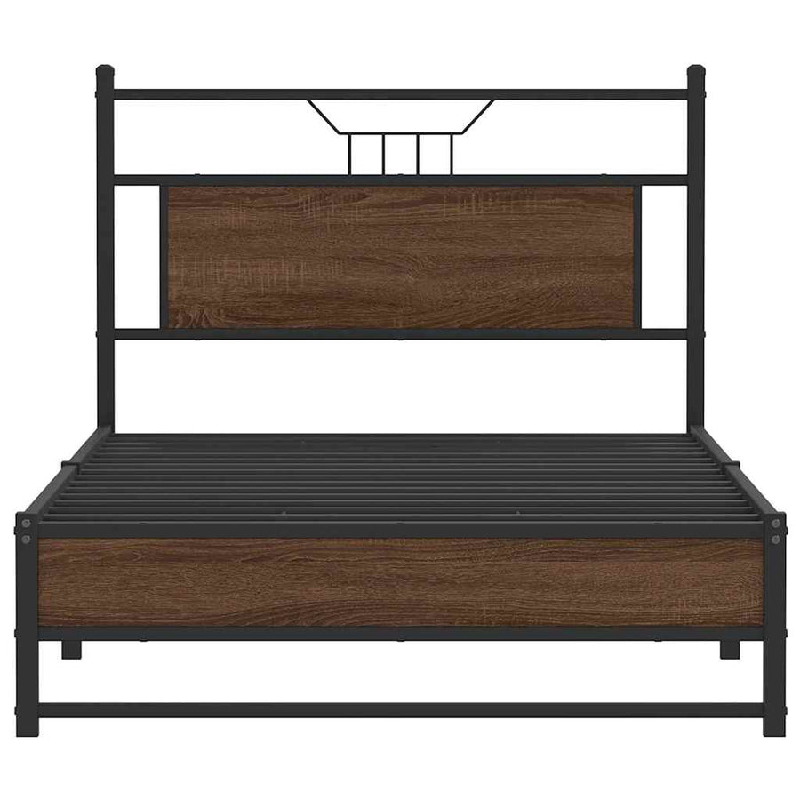 Bedframe Zonder Matras Bewerkt Hout 100 x 200 cm bruin eikenkleur