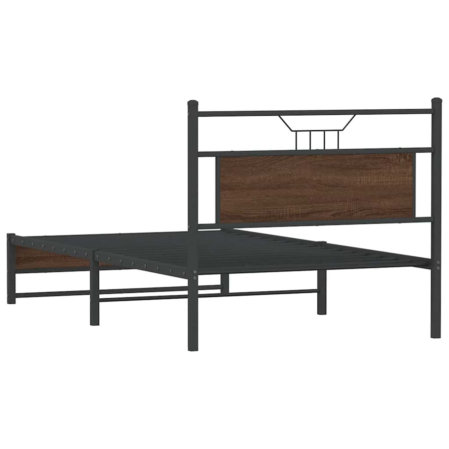Bedframe Zonder Matras Bewerkt Hout 100 x 200 cm bruin eikenkleur