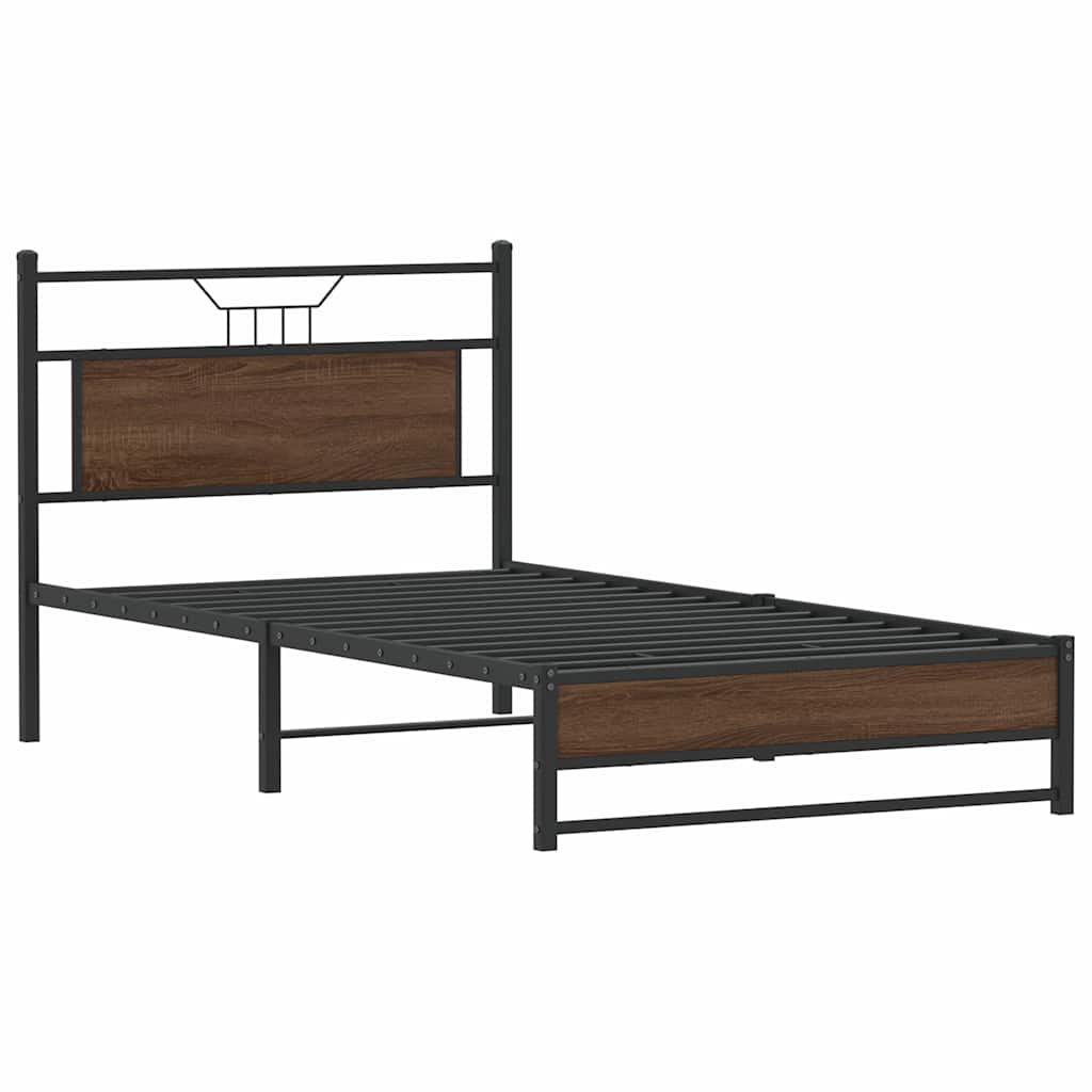 Bedframe Zonder Matras Spaanplaat Ig 107 x 203 cm bruin eikenkleur