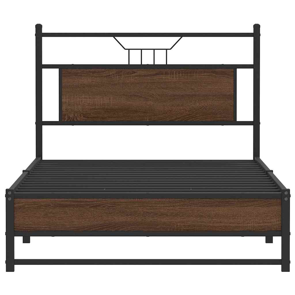 Bedframe Zonder Matras Spaanplaat Ig 107 x 203 cm bruin eikenkleur