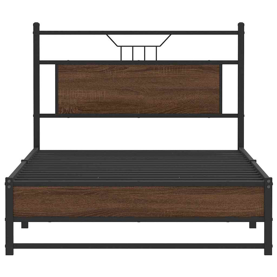 Bedframe Zonder Matras Spaanplaat Ig 107 x 203 cm bruin eikenkleur
