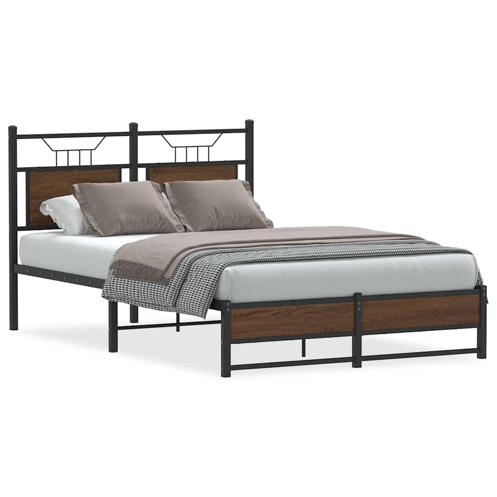 Bedframe Zonder Matras Bewerkt Hout 120 x 190 cm bruin eikenkleur