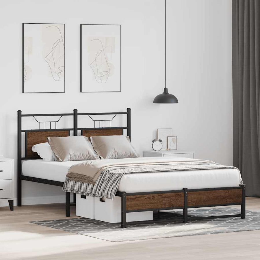 Bedframe Zonder Matras Bewerkt Hout 120 x 190 cm bruin eikenkleur