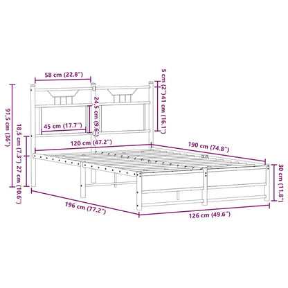 Bedframe Zonder Matras Bewerkt Hout 120 x 190 cm bruin eikenkleur
