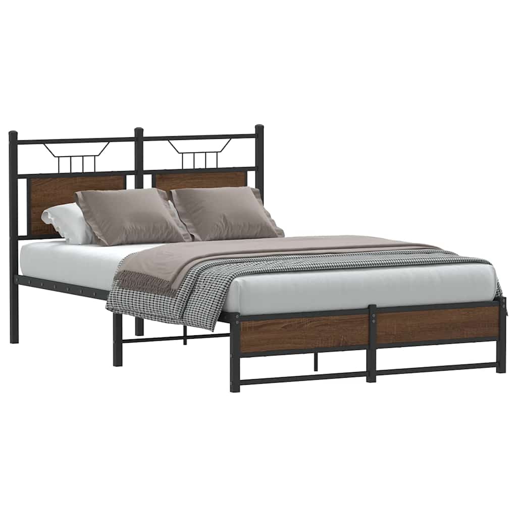 Bedframe Zonder Matras Bewerkt Hout 120 x 190 cm bruin eikenkleur