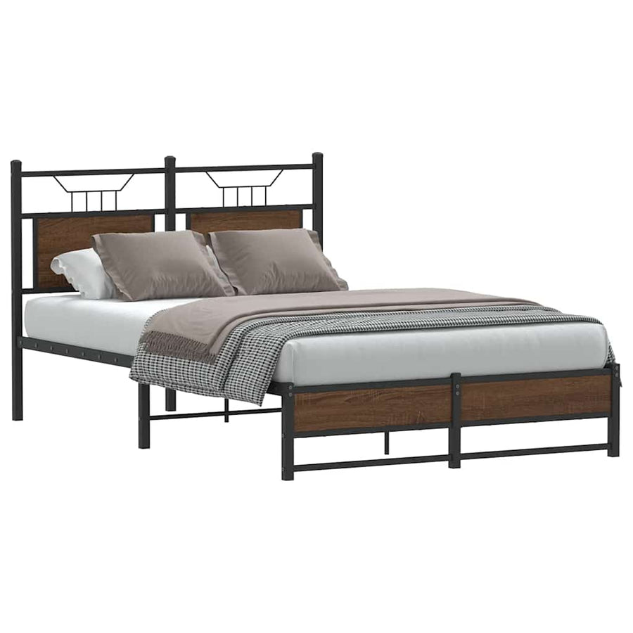 Bedframe Zonder Matras Bewerkt Hout 120 x 190 cm bruin eikenkleur