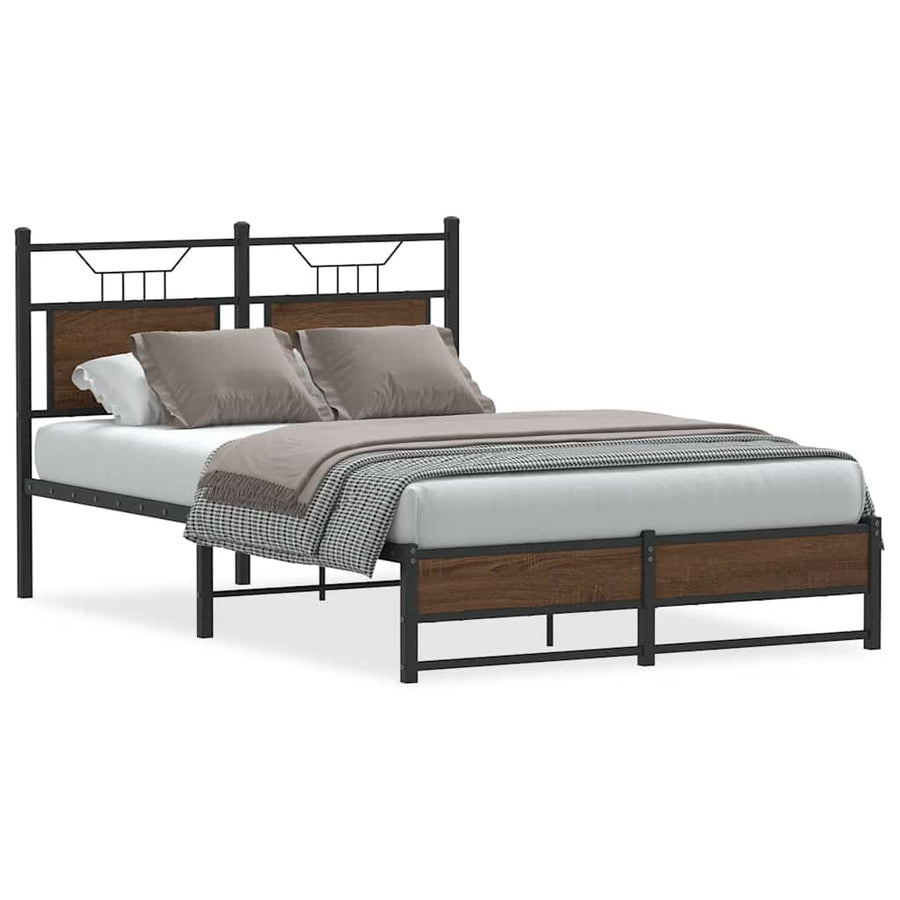 Bedframe Zonder Matras Bewerkt Hout 120 x 200 cm bruin eikenkleur