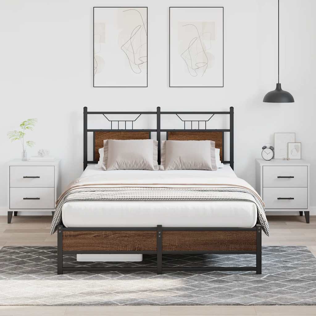 Bedframe Zonder Matras Bewerkt Hout 120 x 200 cm bruin eikenkleur