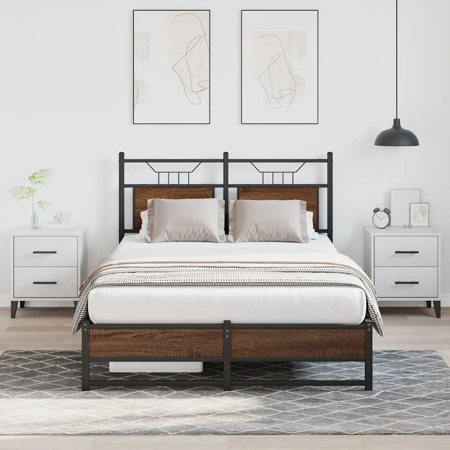 Bedframe Zonder Matras Bewerkt Hout 120 x 200 cm bruin eikenkleur