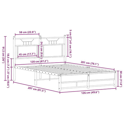 Bedframe Zonder Matras Bewerkt Hout 120 x 200 cm bruin eikenkleur