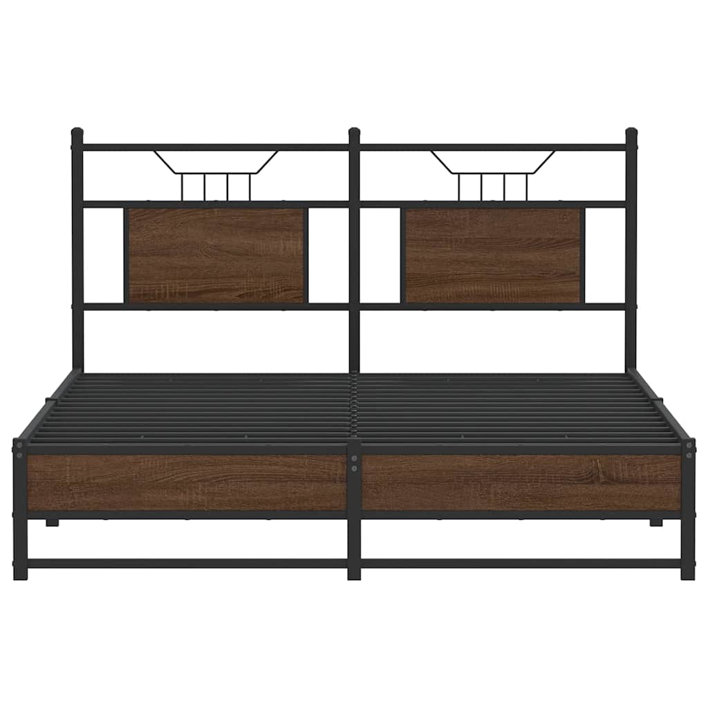 Bedframe Zonder Matras Bewerkt Hout 137 x 190 cm bruin eikenkleur