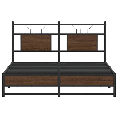 Bedframe Zonder Matras Bewerkt Hout 137 x 190 cm bruin eikenkleur