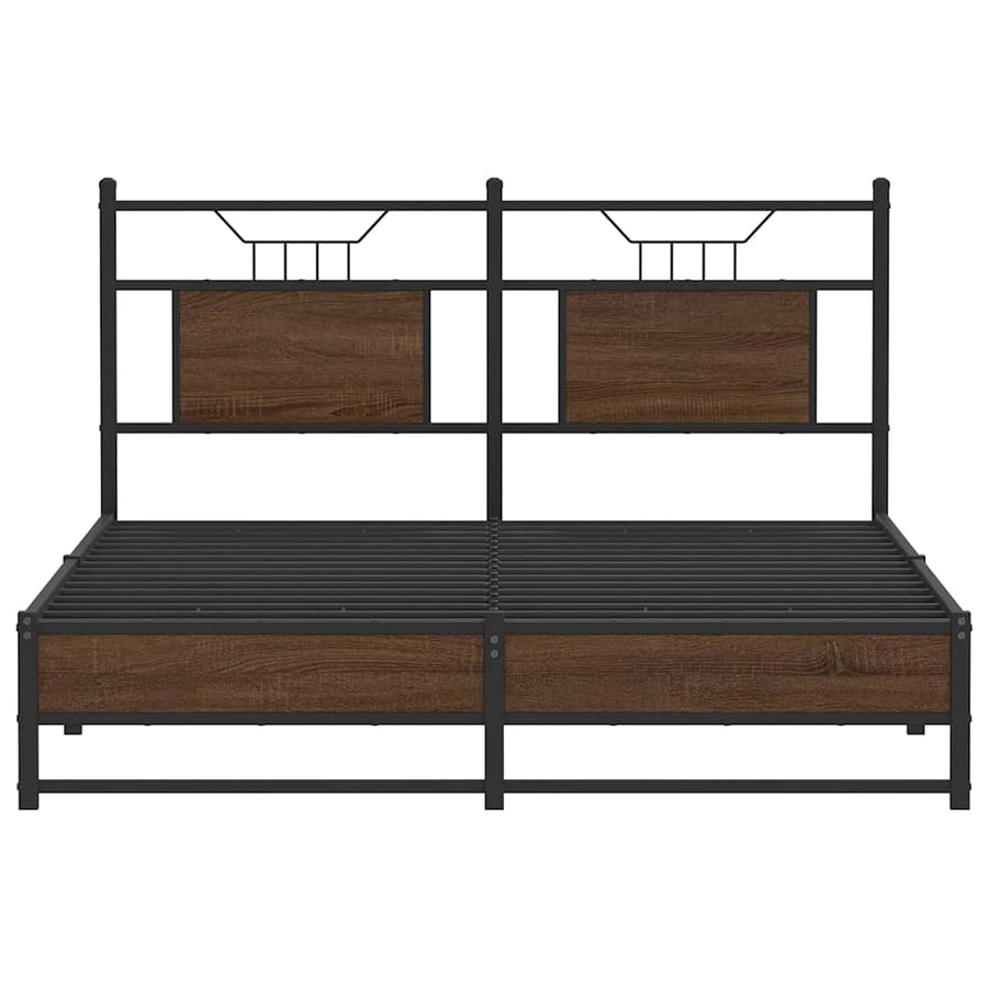 Bedframe Zonder Matras Bewerkt Hout 137 x 190 cm bruin eikenkleur