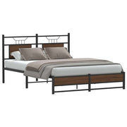 Bedframe 137x190 cm bewerkt hout bruin eikenkleur