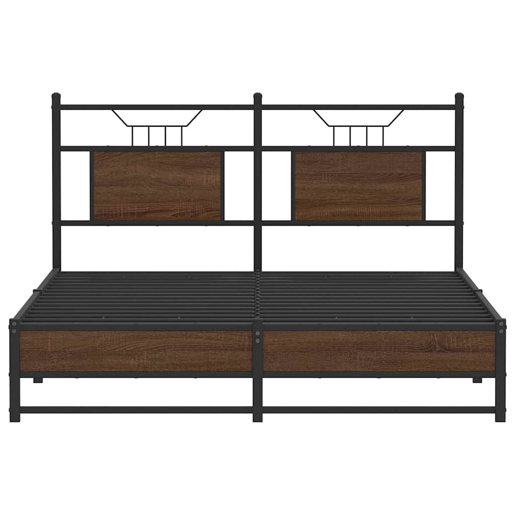 Bedframe Zonder Matras Bewerkt Hout 140 x 190 cm bruin eikenkleur