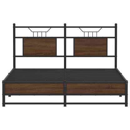Bedframe Zonder Matras Bewerkt Hout 140 x 190 cm bruin eikenkleur
