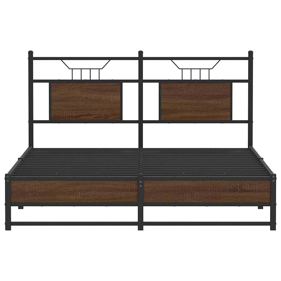 Bedframe Zonder Matras Bewerkt Hout 140 x 190 cm bruin eikenkleur