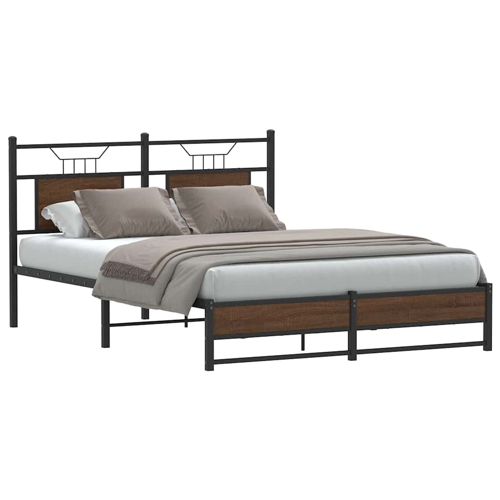 Bedframe Zonder Matras Bewerkt Hout 140 x 190 cm bruin eikenkleur