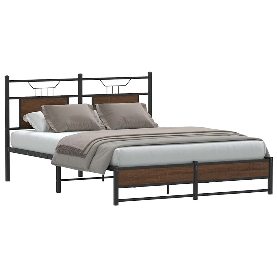 Bedframe Zonder Matras Bewerkt Hout 140 x 190 cm bruin eikenkleur