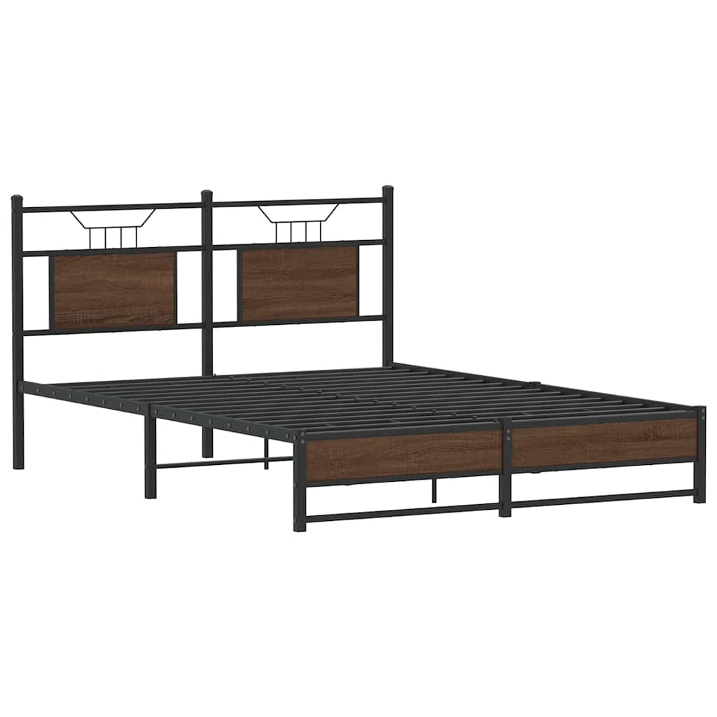 Bedframe Zonder Matras Bewerkt Hout 140 x 200 cm bruin eikenkleur