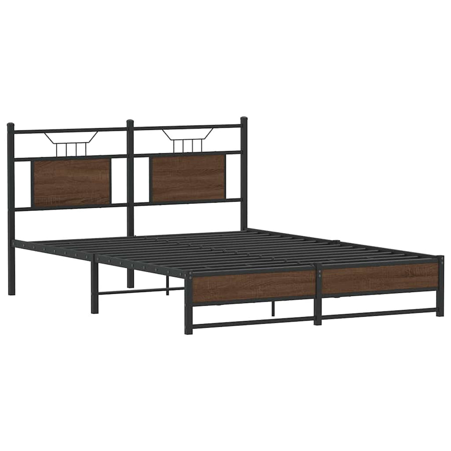 Bedframe Zonder Matras Bewerkt Hout 140 x 200 cm bruin eikenkleur