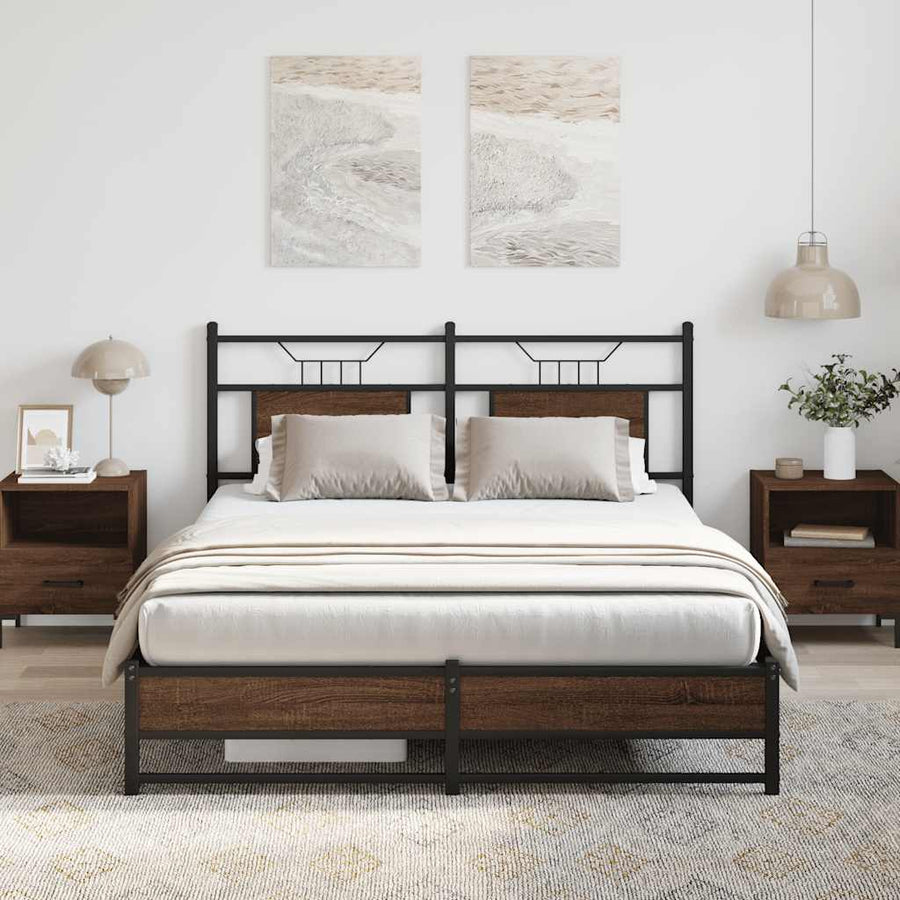 Bedframe Zonder Matras Bewerkt Hout 140 x 200 cm bruin eikenkleur