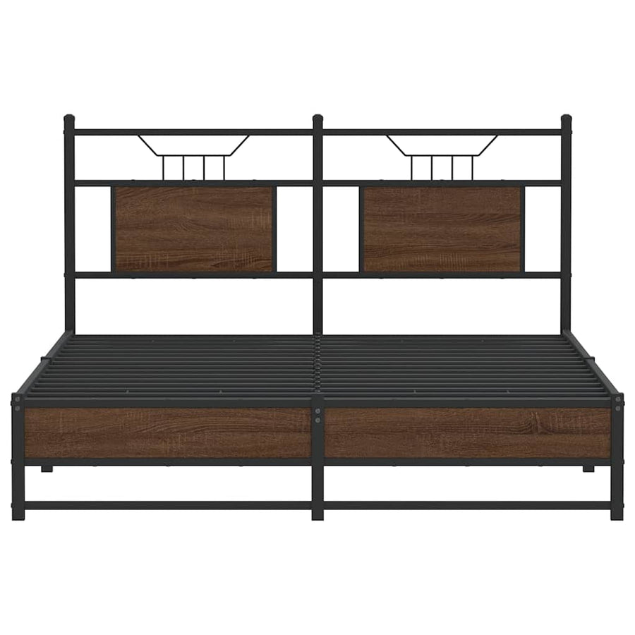 Bedframe Zonder Matras Bewerkt Hout 140 x 200 cm bruin eikenkleur