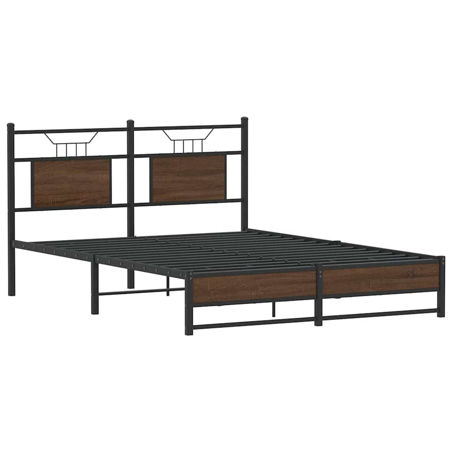 Bedframe Zonder Matras Bewerkt Hout 150 x 200 cm bruin eikenkleur