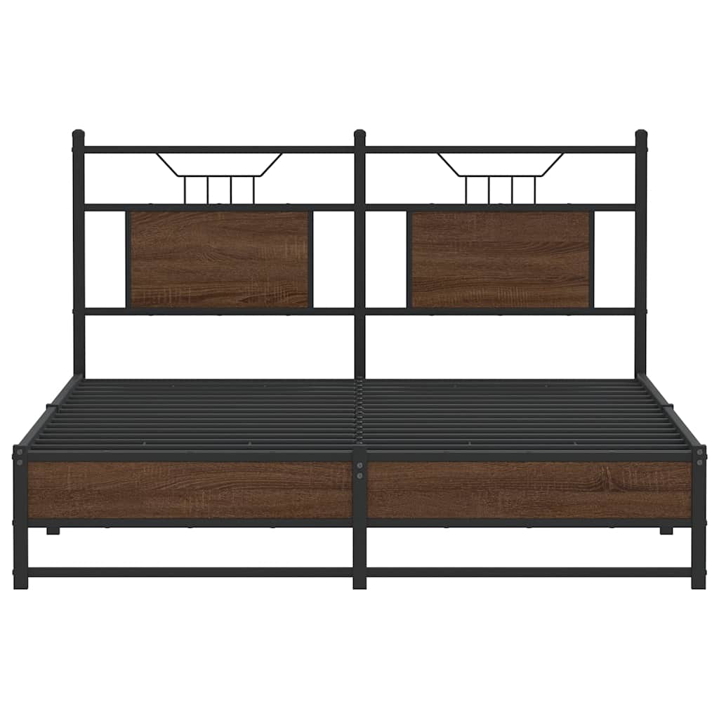 Bedframe Zonder Matras Bewerkt Hout 150 x 200 cm bruin eikenkleur