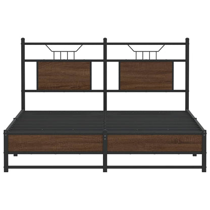 Bedframe Zonder Matras Bewerkt Hout 150 x 200 cm bruin eikenkleur