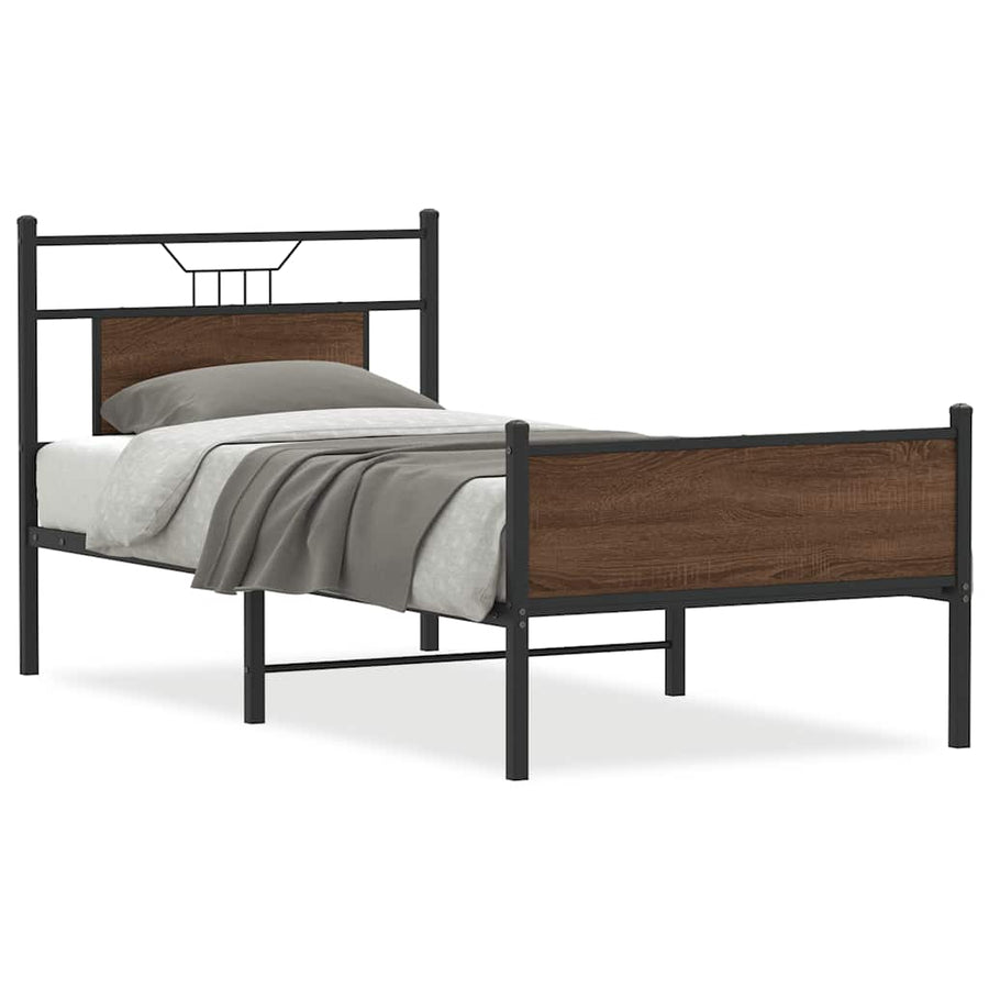 Bedframe Zonder Matras Bewerkt Hout 75 x 190 cm bruin eikenkleur