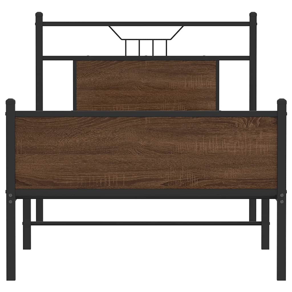 Bedframe Zonder Matras Bewerkt Hout 75 x 190 cm bruin eikenkleur