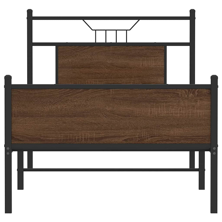 Bedframe Zonder Matras Bewerkt Hout 75 x 190 cm bruin eikenkleur