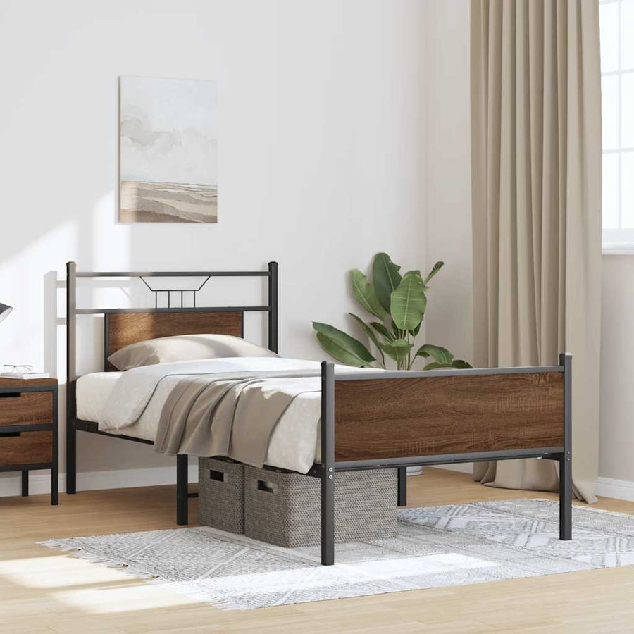 Bedframe Zonder Matras Bewerkt Hout 80 x 200 cm bruin eikenkleur