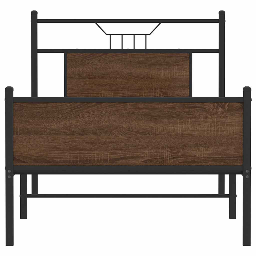 Bedframe Zonder Matras Bewerkt Hout 80 x 200 cm bruin eikenkleur