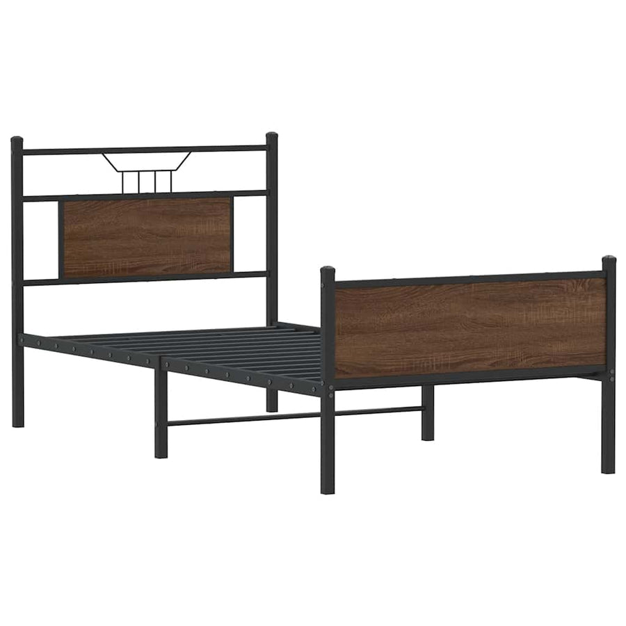 Bedframe Zonder Matras Bewerkt Hout 90 x 190 cm bruin eikenkleur