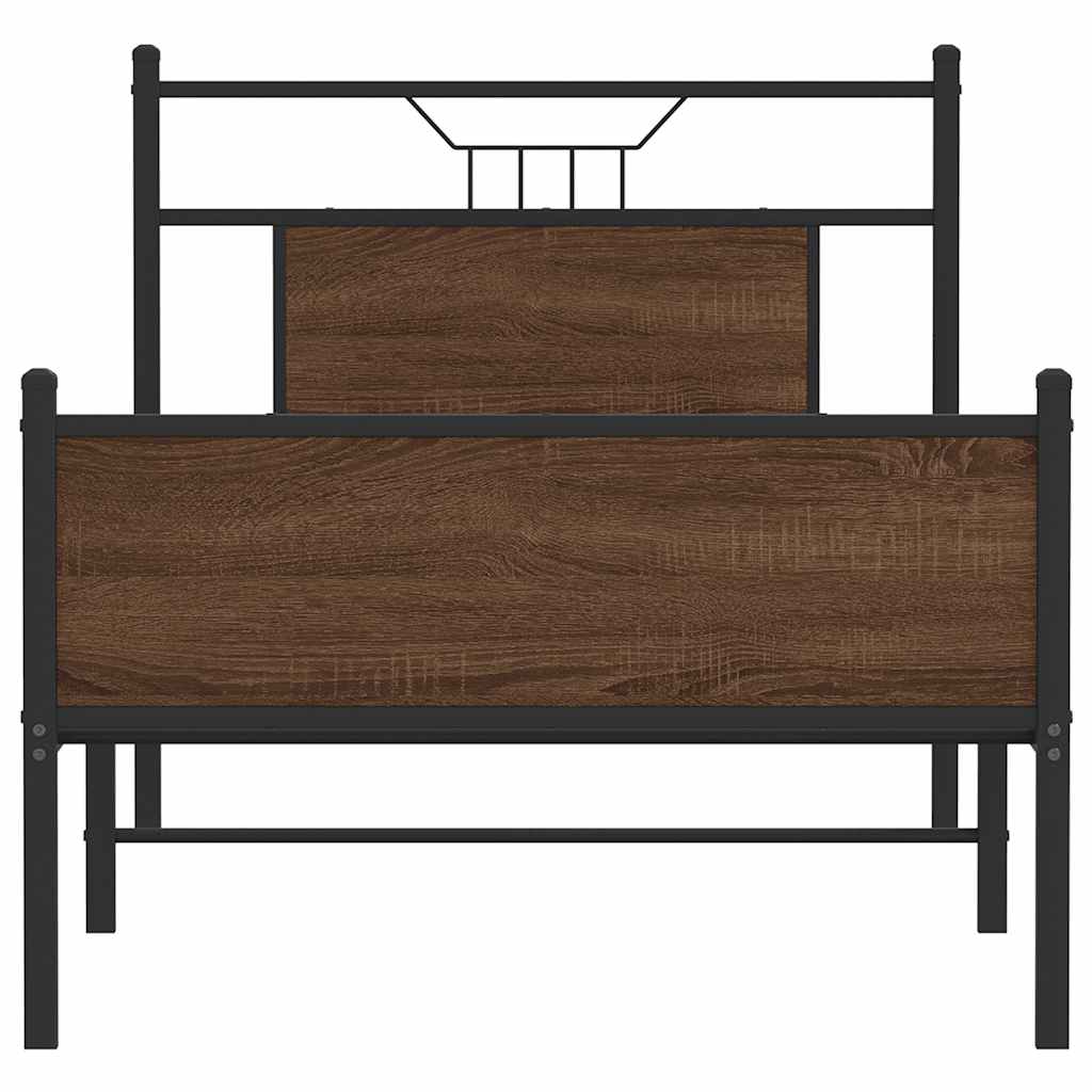 Bedframe Zonder Matras Bewerkt Hout 90 x 190 cm bruin eikenkleur