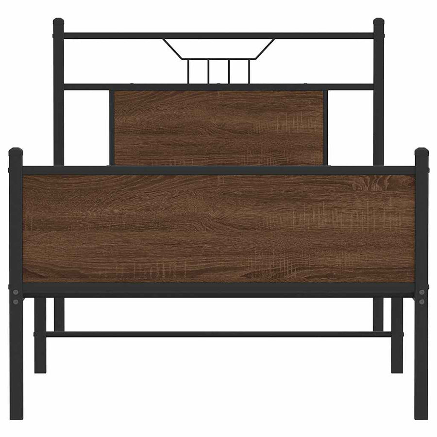 Bedframe Zonder Matras Bewerkt Hout 90 x 190 cm bruin eikenkleur