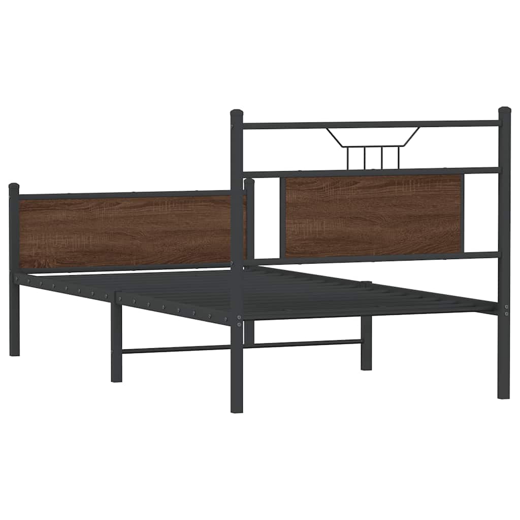 Bedframe Zonder Matras Bewerkt Hout 90 x 190 cm bruin eikenkleur