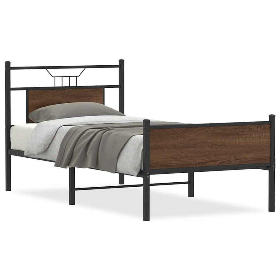 Bedframe Zonder Matras Bewerkt Hout 90 x 200 cm bruin eikenkleur